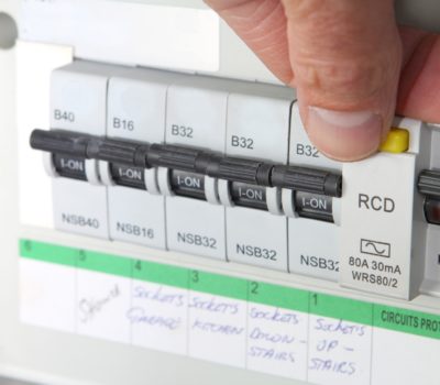 Testing an RCD (Residual Current Device) on a UK domestic electrical consumer unit or fuse box